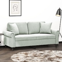 2-Seater Sofa with Throw Pillows Light Grey 140 cm Velvet
