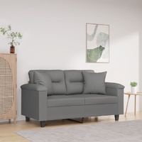 2-Seater Sofa with Pillows Dark Grey 120 cm Microfibre Fabric