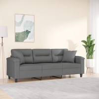 3-Seater Sofa with Pillows Dark Grey 180 cm Microfibre Fabric
