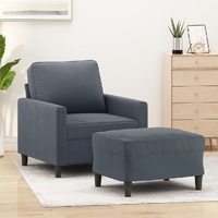 Sofa Chair with Footstool Dark Grey 60 cm Velvet