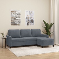 3-Seater Sofa with Footstool Dark Grey 180 cm Velvet