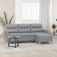 3-Seater Sofa with Footstool Light Grey 180 cm Fabric