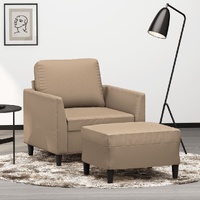 Sofa Chair with Footstool Cappuccino 60 cm Faux Leather