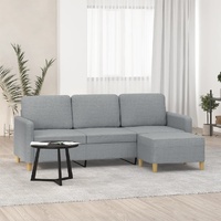 3-Seater Sofa with Footstool Light Grey 180 cm Fabric
