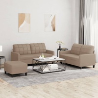 3 Piece Sofa Set with Cushions Cappuccino Faux Leather