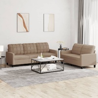 2 Piece Sofa Set with Cushions Cappuccino Faux Leather