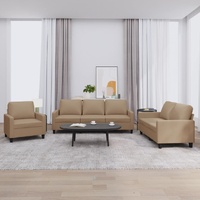 3 Piece Sofa Set with Cushions Cappuccino Faux Leather