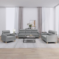 3 Piece Sofa Set with Cushions Light Grey Fabric