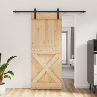 Sliding Door with Hardware Set 85x210 cm Solid Wood Pine