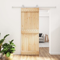 Sliding Door with Hardware Set 80x210 cm Solid Wood Pine
