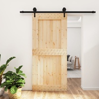 Sliding Door with Hardware Set 95x210 cm Solid Wood Pine