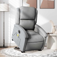 Electric Stand up Massage Recliner Chair Light Grey Fabric