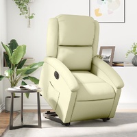 Electric Stand up Recliner Chair Cream Real Leather