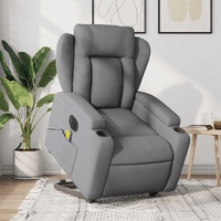 Electric Stand up Massage Recliner Chair Light Grey Fabric