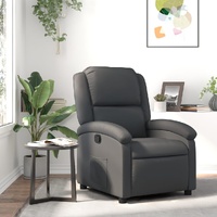 Recliner Chair Grey Real Leather