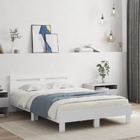 Bed Frame with LED without Mattress White 135x190 cm