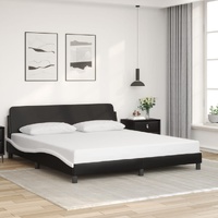 Bed Frame without Mattress Black and White 183x203 cm King Faux Leather