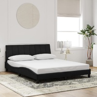 Bed Frame without Mattress "Hanko" Black 152x203 cm Queen Velvet