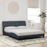 Bed Frame without Mattress Dark Grey 152x203 cm Queen Velvet