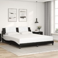 Bed Frame without Mattress "Zadar" Black and White 180x200 cm King Faux Leather
