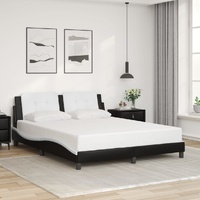 Bed Frame without Mattress "Zadar" Black and White 152x203 cm Queen Faux Leather