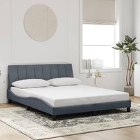 Bed Frame with Headboard Dark Grey 153x203 cm Queen Size Velvet