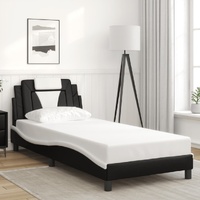 Bed Frame "Viana" without Mattress Black and White 90x190 cm Faux Leather