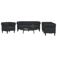 3 Piece Sofa Set Black Fabric