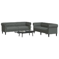 2 Piece Sofa Set Dark Grey Fabric