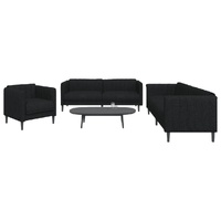 3 Piece Sofa Set Black Fabric