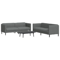 2 Piece Sofa Set Dark Grey Fabric