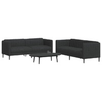 2 Piece Sofa Set Black Fabric