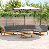 5 Piece Garden Pallet Sofa Set with Cushions Solid Wood Acacia