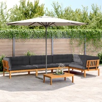 5 Piece Garden Pallet Sofa Set with Cushions Solid Wood Acacia