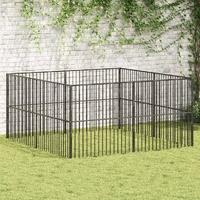 Dog Playpen 8 Panels Black Galvanised Steel