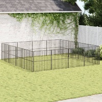 Dog Playpen 16 Panels Black Galvanised Steel