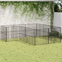 Dog Playpen 12 Panels Black Galvanised Steel