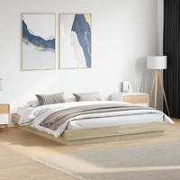 Bed Frame with LED without Mattress Sonoma Oak 183x203 cm King