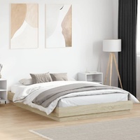 Bed Frame with LED without Mattress Sonoma Oak 150x200 cm