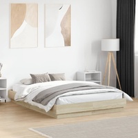 Bed Frame with LED without Mattress Sonoma Oak 135x190 cm