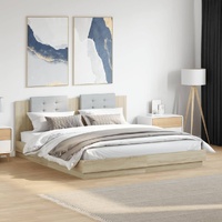 Bed Frame with LED without Mattress Sonoma Oak 183x203 cm King