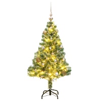 Artificial Christmas Tree with 150 LEDs&Ball Set&Flocked Snow 120 cm