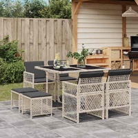 9 Piece Garden Dining Set with Cushions Light Grey Poly Rattan