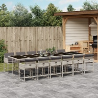 13 Piece Garden Dining Set with Cushions Light Grey Poly Rattan