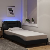Bed Frame with LED without Mattress Black 90x190 cm Fabric