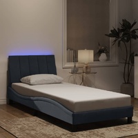Bed Frame with LED without Mattress Dark Grey 90x190 cm Velvet