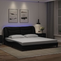 Bed Frame with LED without Mattress "Hvar" Black 180x200 cm King