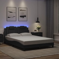 Bed Frame "Viana" with LED without Mattress Black 137x190 cm Double