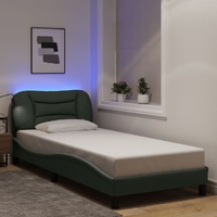 Bed Frame with LED without Mattress Dark Grey 90x190 cm Fabric