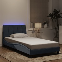 Bed Frame with LED without Mattress "Hankor" Dark Grey 107x203 cm King Single Velvet